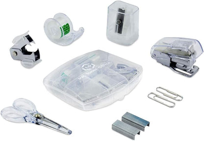 LD Clear Mini Office Supply Kit, Portable Case (Stapler, Scissors & More)