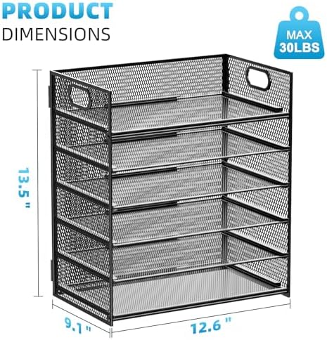 Marbrasse 6 Tier Paper Organizer Letter Tray - Mesh Desk File