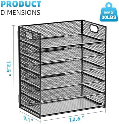 Marbrasse 6 Tier Paper Organizer Letter Tray - Mesh Desk File