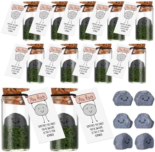 Seenelling 10 Sets You Rock Gifts Smile Resin Stone with Card for