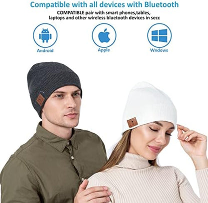 beanie Bluetooth, MUSICBEE Bluetooth V5.2 Wireless Knit Winter Cap, 30