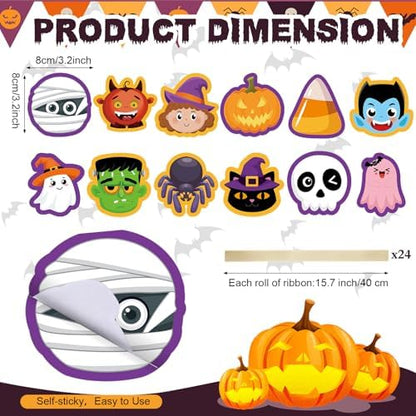 Pasimy 24 Sets Halloween Sticky Notes Pen Bulk Classroom Gifts Party