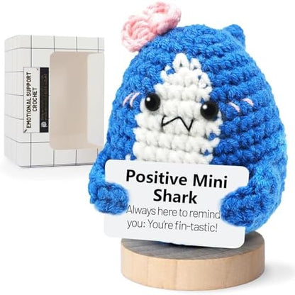 Crochet Shark Plush with Affirmation Card