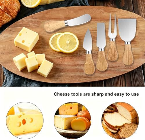 Cheese Knife with Wooden Handle - Stainless Steel Blade for Hard &