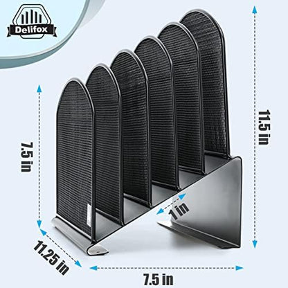 Delifox Inclined File Organizer for Desk, 5-Section Vertical File