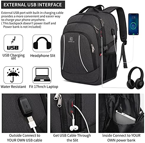 CAFELE Backpack,17.3in Durable Travel Laptop Backpack, College