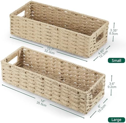 dreamkey Set of 2 Wicker Toilet Paper Storage Baskets, Hand-Woven