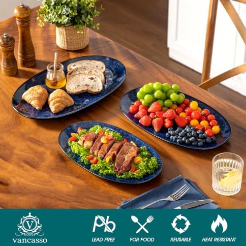 vancasso Ceramic Serving Platters Set of 3, Oval 16/14.7/13.5 Inch