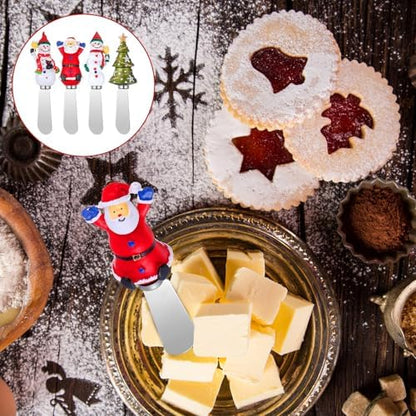 Lasnten 8 Pcs Christmas Cheese Knife Holiday Butter Spreaders for
