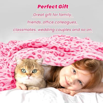 Pink Throw Blanket for Girls, Warm Soft Fuzzy Cute Small Fleece