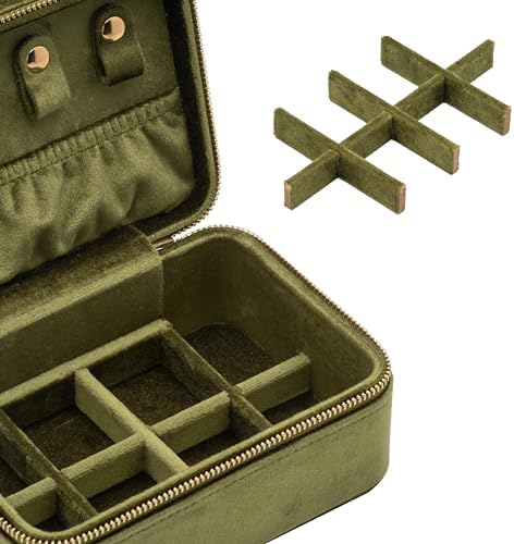 Velvet Travel Jewelry Organizer Box Storage Case with Zipper Around