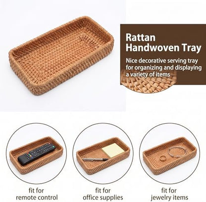 8 Inch Small Rattan Basket Natural Handwoven Tray for Keys Decor