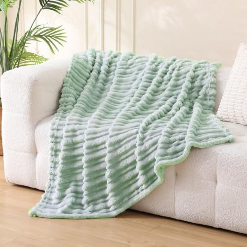 Puncuntex Sage Green Soft Throw Blanket 50"×60" for Couch Cozy 3D