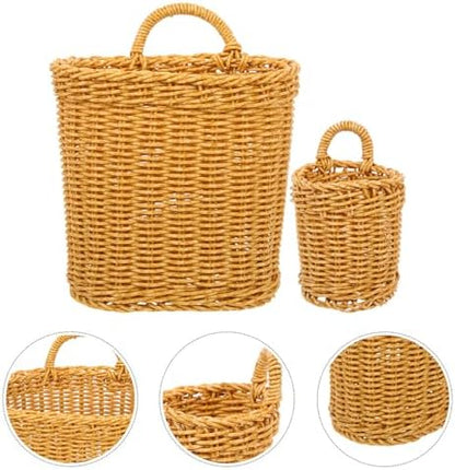 2pcs Hanging Storage Basket with Handle, PP Woven Design