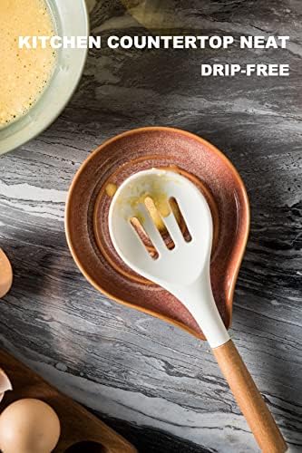 LAUCHUH Spoon Rest for Stove Top, Ceramic Spoon Holder for Kitchen
