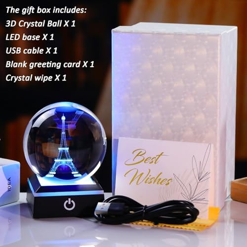 3D Crystal Ball Paris Eiffel Tower Snow Globe Decor Gifts for Women
