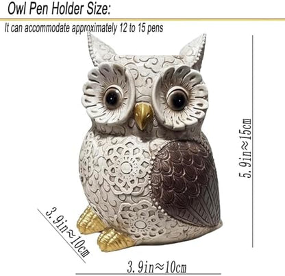 MUAMAX Owl Pen Holder, Owl Pencil Holder for Desk, Makeup Brush Holder