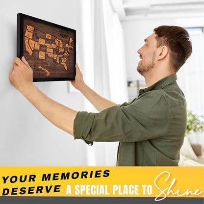 flinelife USA Landmarks Travel Map, 13x11, Wooden USA Map Puzzle