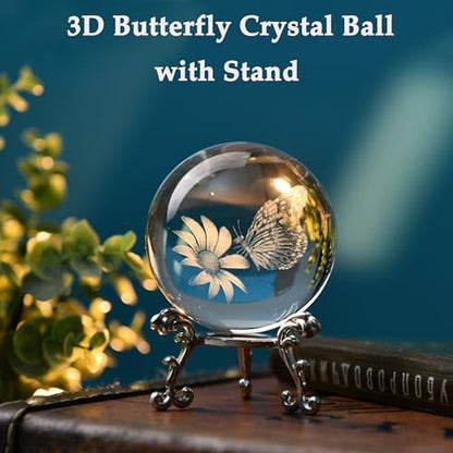 IFOLAINA 3D Butterfly Crystal Ball Gifts Ideas for Girlfriend Wife Mom