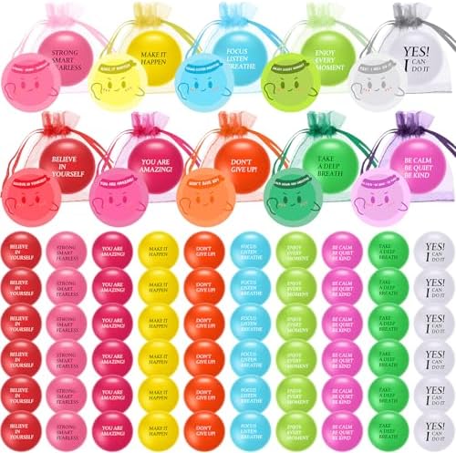 Meooeck 60 Set Relief Ball Gift with 60 Card 60 Organza Bag for Adults