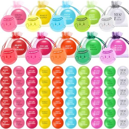Meooeck 60 Set Relief Ball Gift with 60 Card 60 Organza Bag for Adults