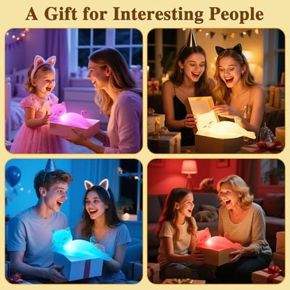 Lying Cat Lamp Funny Gifts, 16 Colors+5 Dimming+Silicone Random Stuff