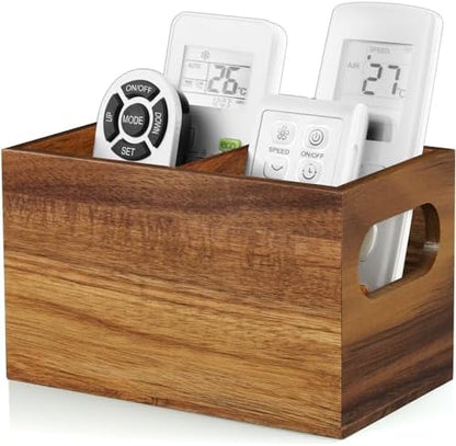 DRASTAR Remote Control Holder, Wood TV Remote Holder, Remote Storage