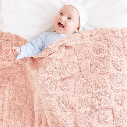 Yurhap Heart Baby Blanket, Love Plush Fleece Baby Blankets for Girls