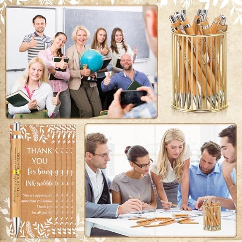 ReliThick 100 Sets Inspirational Bamboo Pen Bulk Employee Appreciation