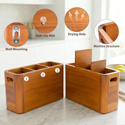 Kitchen Utensil Holder for Counter and Countertop, Acacia Utensil