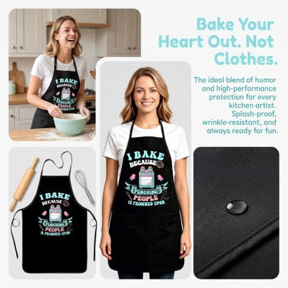 Funny Baking Apron for Women Men - Cute Cooking Aprons for Adults with