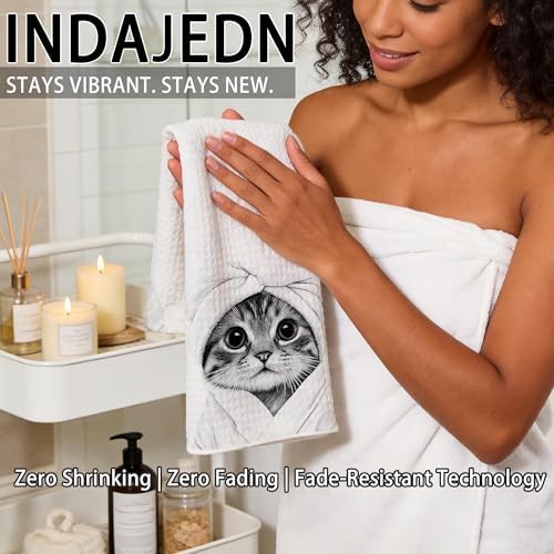 Funny Cat Gifts Hand Towels, Cute Tabby Cat Hand Towels for Bathroom