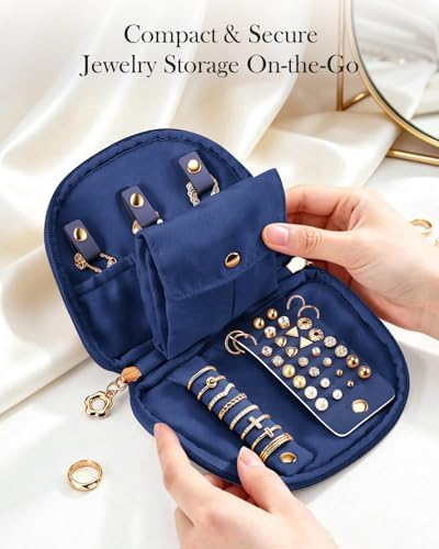 FINTIE Travel Jewelry Case, Small Velvet Jewelry Bag, Organizer Pouch