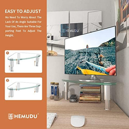 Hemudu Clear Glass Computer Monitor Riser / Triangle Desktop Universal
