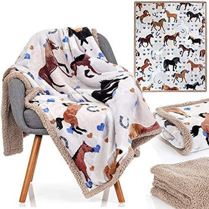 Horse Blanket for Girls, 50x60 Soft and Cozy Horse Throw Blanket for