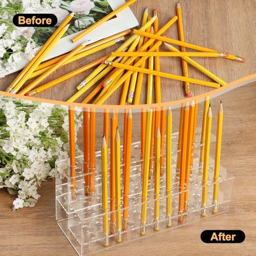 Acrylic Pen Holder, 44-Slots Pen Display Stand Focal Pen Holder