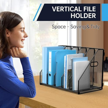 MINDEPOT Desk File Organizer Folder Holder with 5 Vertical for Office