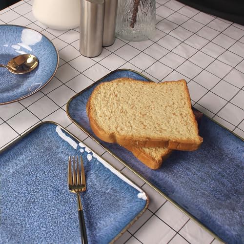 Porcelain Plate Set Large Serving Tray Set of 4, Reusable Serving