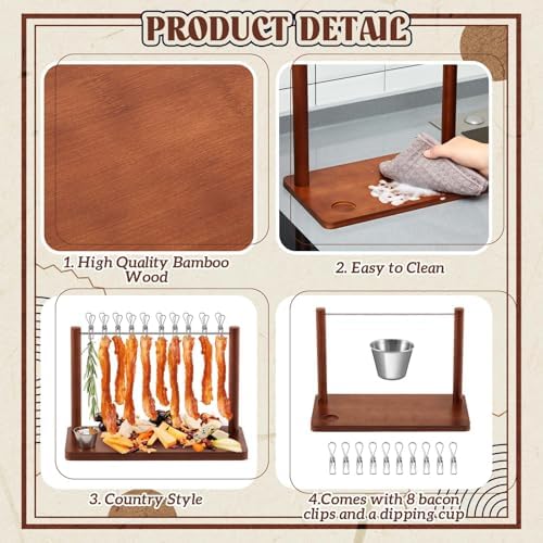 Acacia Wood 15.8 x 7.2 x 10.6 Inches Bacon Display Rack Wooden Bacon