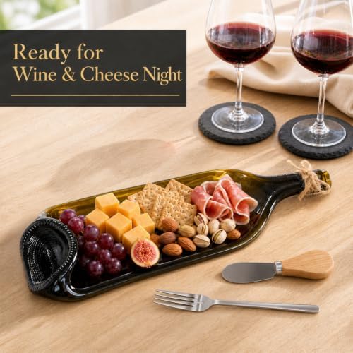 Melted Wine Bottle Serving Tray, Flattened Glass Wine Bottle