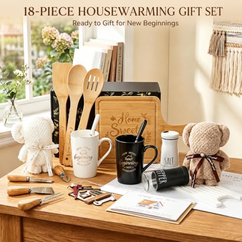 Housewarming Gifts for New Home, 18-Piece Gift Basket for Couples and