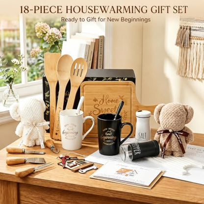 Housewarming Gifts for New Home, 18-Piece Gift Basket for Couples and