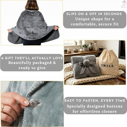 Original Premium Double Layer Poncho Blanket, No Sleeves, Sherpa