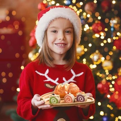 AWIZOM Christmas Hat Wooden Serving Tray Christmas Bamboo Platter