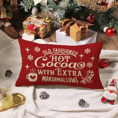 Fahrendom Christmas Pillow Cover 12x20 Old Fashioned Hot Cocoa