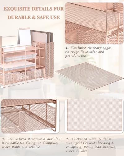 WALI Desk File Organizer, 4 Tier Desktop Paper Letter Tray Organizer
