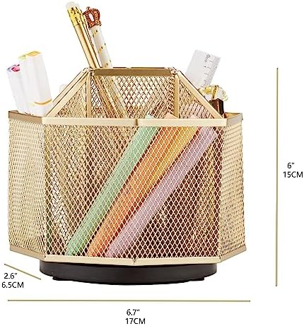 Annova Mesh Desk Organizer Rotate with 5 Compartments Spinning Tidy