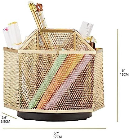Annova Mesh Desk Organizer Rotate with 5 Compartments Spinning Tidy