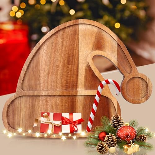 Acacia Wood Christmas Hat Tray Wooden Xmas Decorative Serving Platter