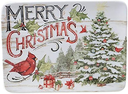Evergreen Christmas 16x12 Rectangular Serving Platter with Santa &